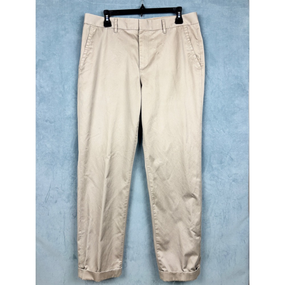 Bonobos Mens Chinos 33/32 Khaki Tan Straight Leg Cuffed Cotton Twill Pants